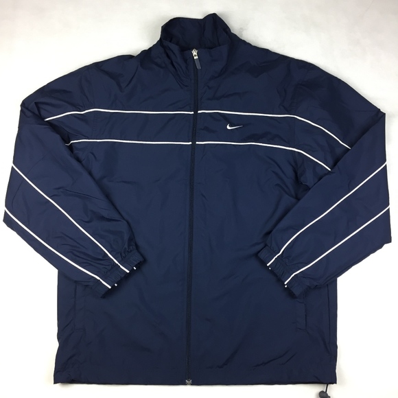 navy blue and white nike jacket